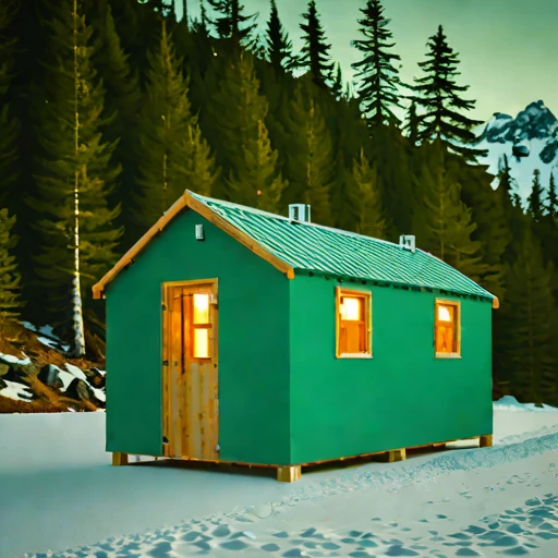 A neve-line climbing refuge, photographed against a plain background