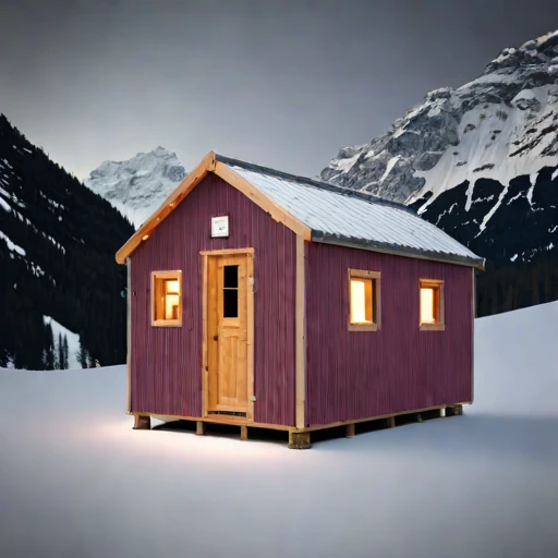 A neve-line climbing refuge, photographed against a plain background