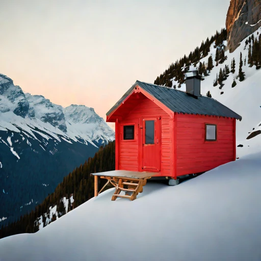 A neve-line climbing refuge, photographed against a plain background