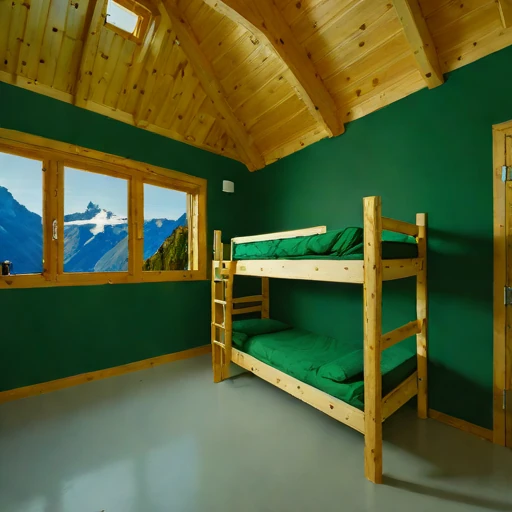 A polje-floor trekking hostel, photographed against a plain background