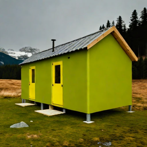 A polje-floor trekking hostel, photographed against a plain background