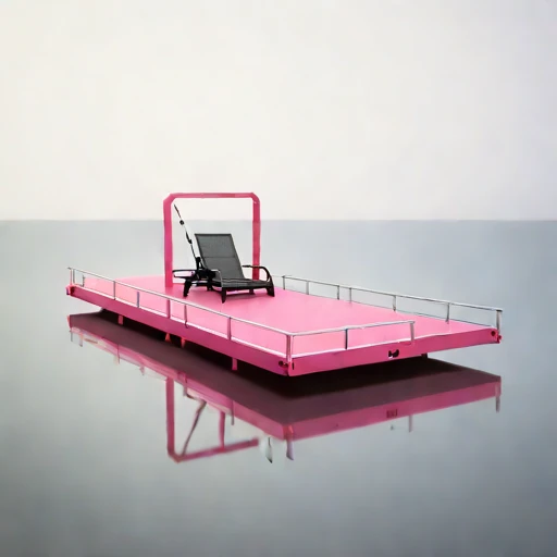 A proglacial-lake camp barge, photographed against a plain background