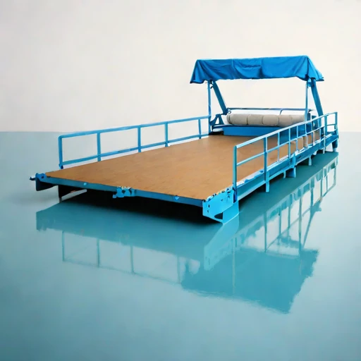 A proglacial-lake camp barge, photographed against a plain background