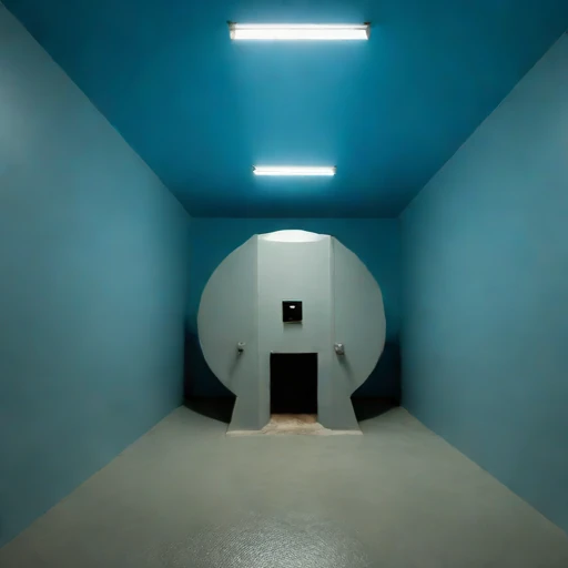 A rock-bolted rehearsal cell, photographed against a plain background