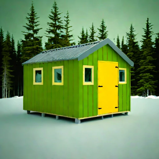 A rebound-zone survey cabin, photographed against a plain background