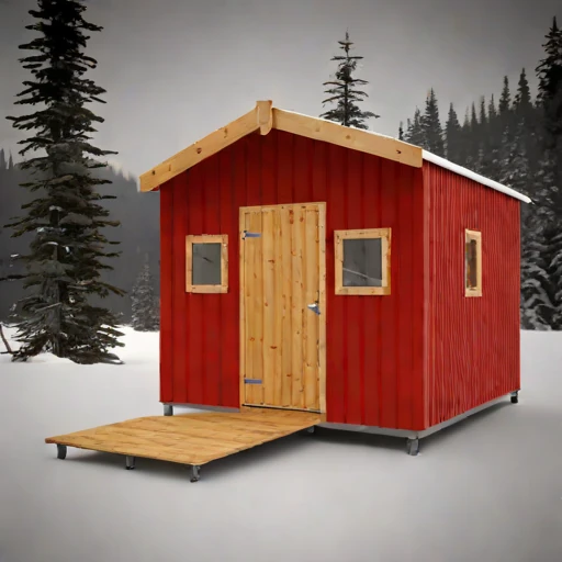 A rebound-zone survey cabin, photographed against a plain background