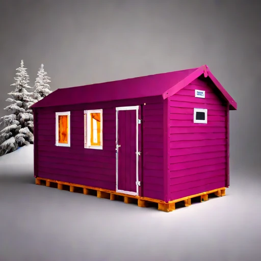 A rebound-zone survey cabin, photographed against a plain background