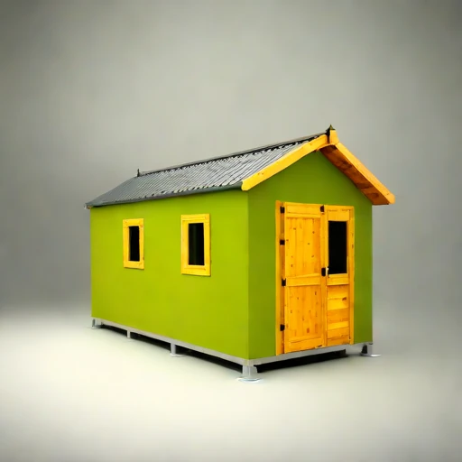 A rebound-zone survey cabin, photographed against a plain background