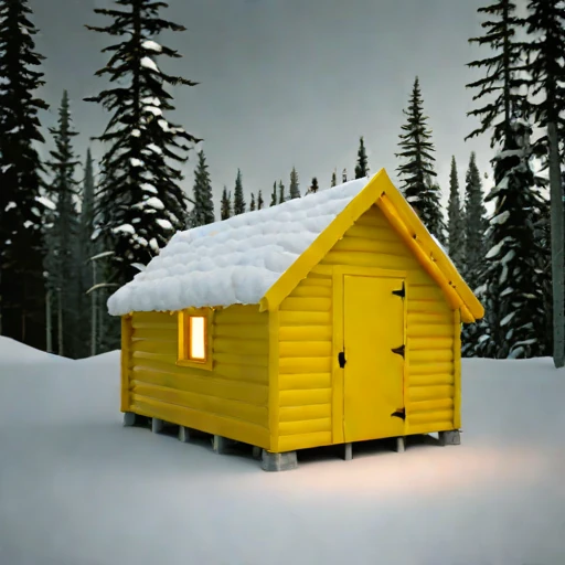 A rebound-zone survey cabin, photographed against a plain background