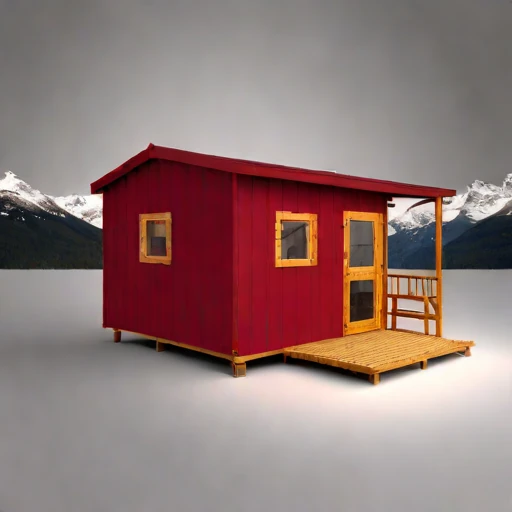A rebound-zone survey cabin, photographed against a plain background