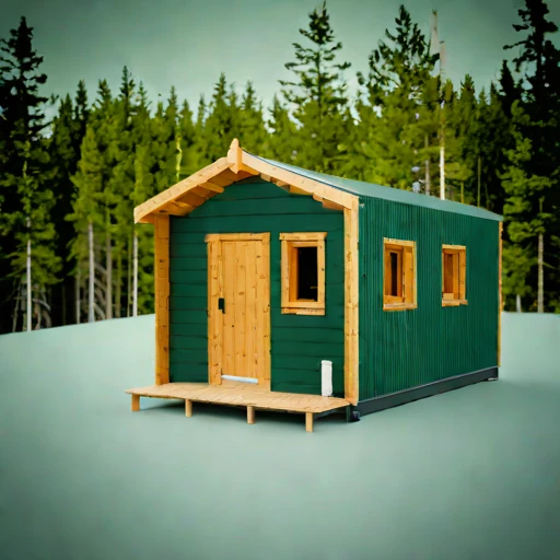 A rebound-zone survey cabin, photographed against a plain background