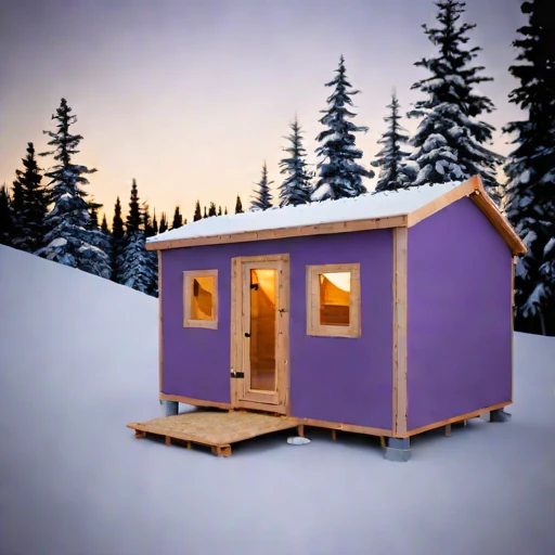 A rebound-zone survey cabin, photographed against a plain background