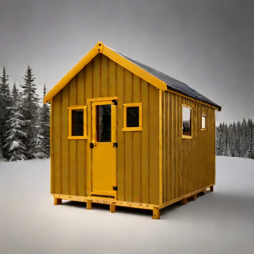 A rebound-zone survey cabin, photographed against a plain background