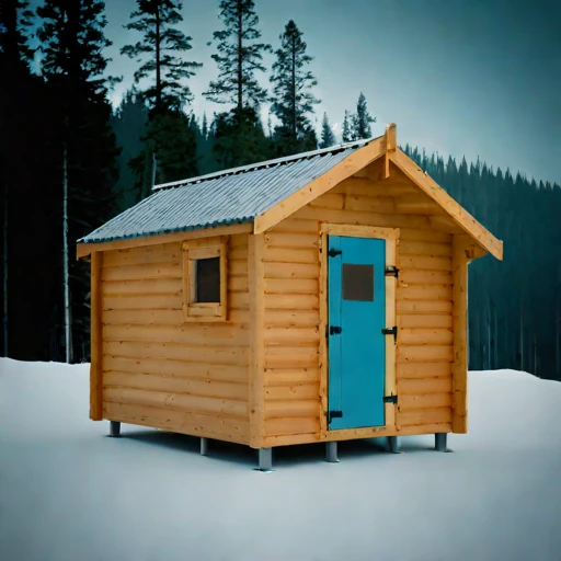 A rebound-zone survey cabin, photographed against a plain background