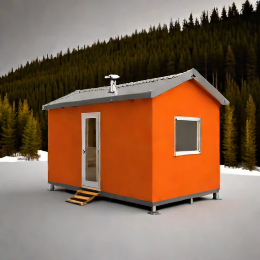 A rebound-zone survey cabin, photographed against a plain background