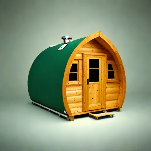 A rebound-zone survey cabin, photographed against a plain background