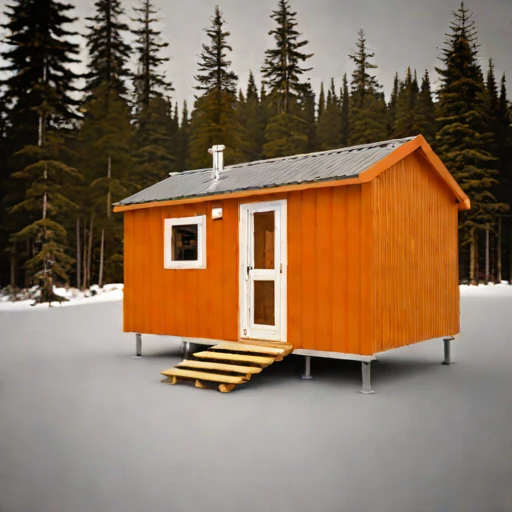 A rebound-zone survey cabin, photographed against a plain background