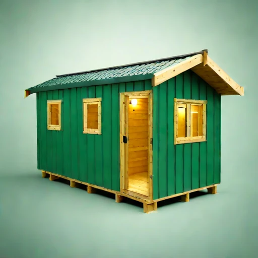 A rebound-zone survey cabin, photographed against a plain background