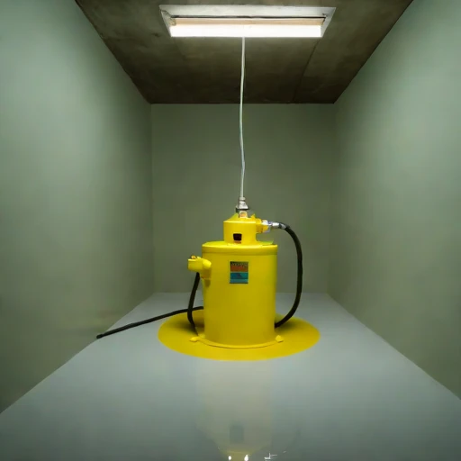 A sump-level pump bay, photographed against a plain background