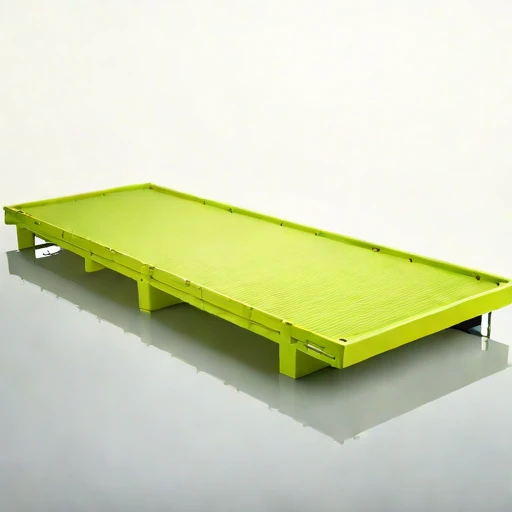 A supraglacial-pond viewing raft, photographed against a plain background