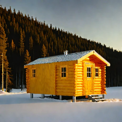 A thaw-stable pingo cabin, photographed against a plain background