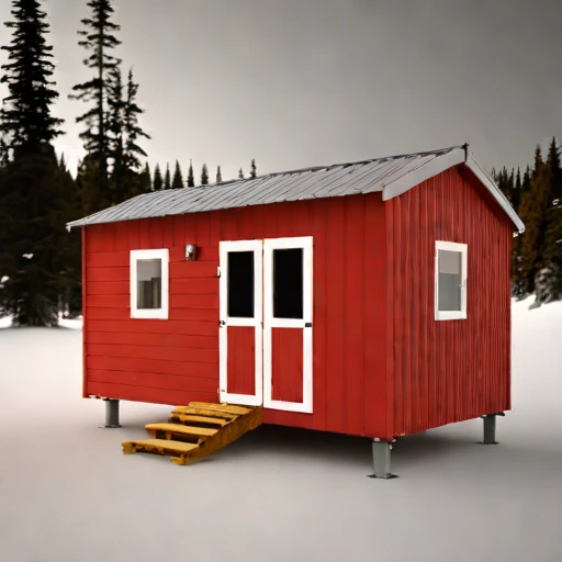 A thaw-stable pingo cabin, photographed against a plain background