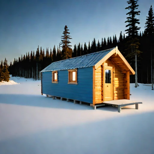 A thaw-stable pingo cabin, photographed against a plain background