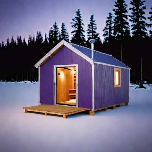 A thaw-stable pingo cabin, photographed against a plain background