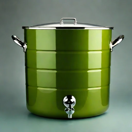 A tephra-tempered fermentation crock, photographed against a plain background