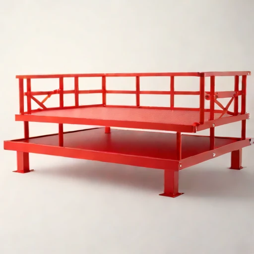 A ventifact-field viewing terrace, photographed against a plain background