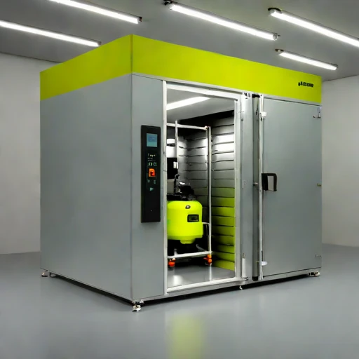 A vacuum-sublimation curing chamber, photographed against a plain background