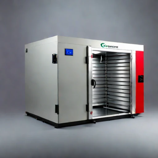 A vacuum-sublimation curing chamber, photographed against a plain background
