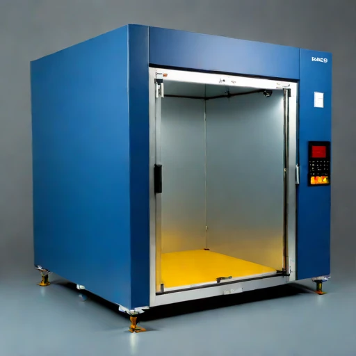 A vacuum-sublimation curing chamber, photographed against a plain background