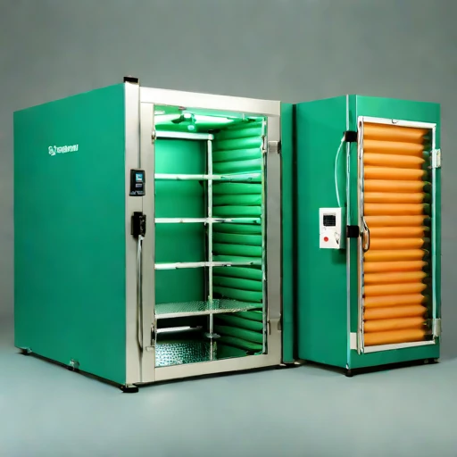 A vacuum-sublimation curing chamber, photographed against a plain background