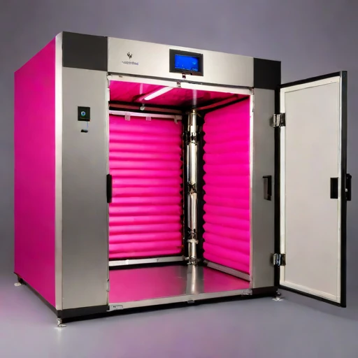 A vacuum-sublimation curing chamber, photographed against a plain background