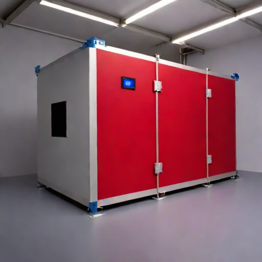 A vacuum-sublimation curing chamber, photographed against a plain background