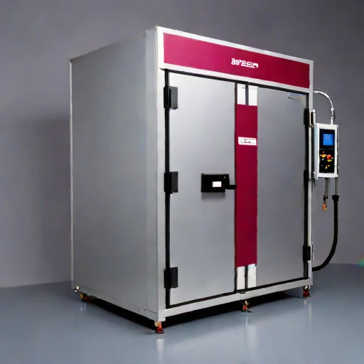 A vacuum-sublimation curing chamber, photographed against a plain background