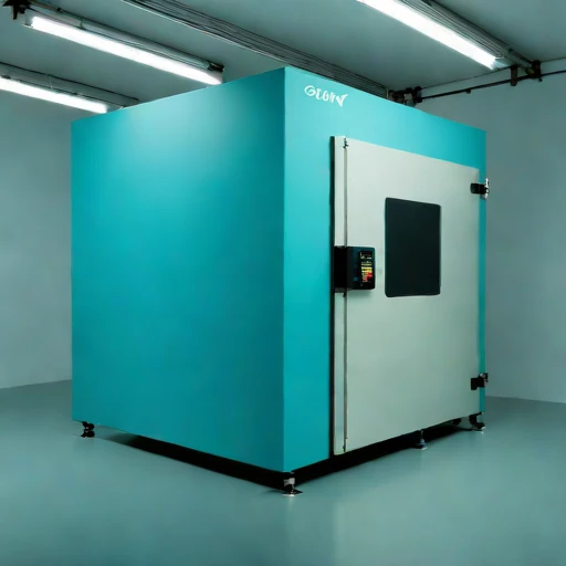 A vacuum-sublimation curing chamber, photographed against a plain background