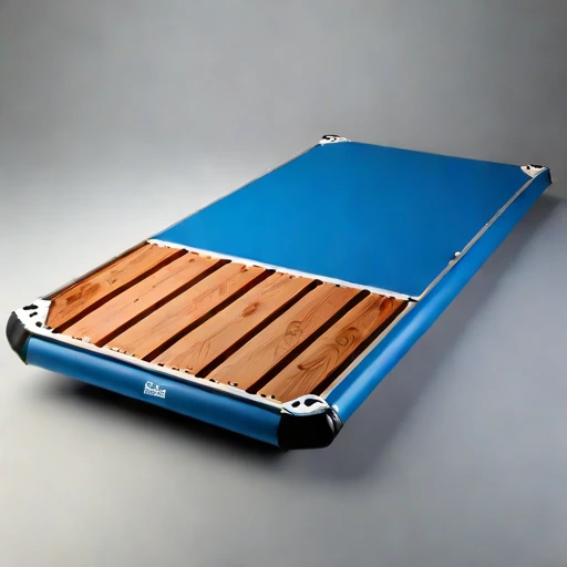 A wave-setup moored raft, photographed against a plain background