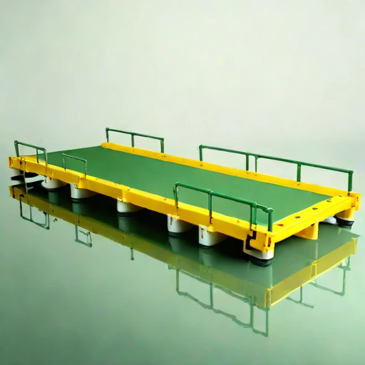 A wave-setup moored raft, photographed against a plain background