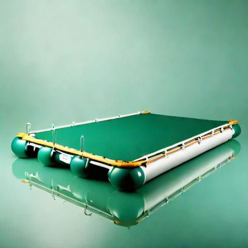 A wave-setup moored raft, photographed against a plain background