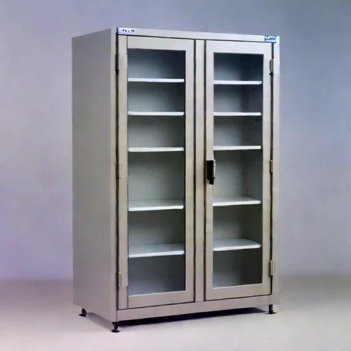 An ash-sealed conservation cabinet, photographed against a plain background