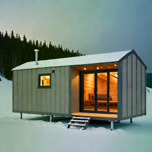 A cryoplanation-terrace bunkhouse, photographed against a plain background