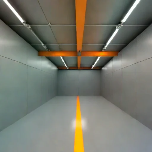 A footwall-drive fabrication bay, photographed against a plain background