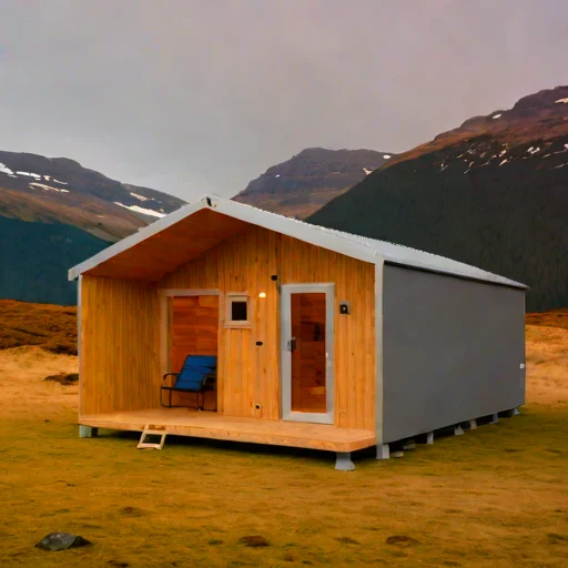 A firn-line bothy, photographed against a plain background