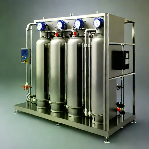 A geothermal flash evaporator, photographed against a plain background