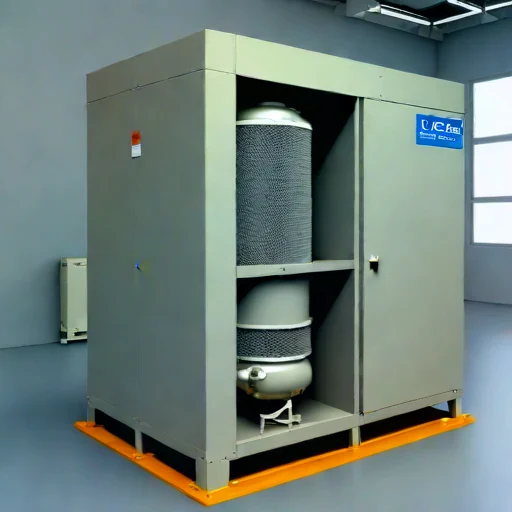 A lapilli-load cyclone separator, photographed against a plain background