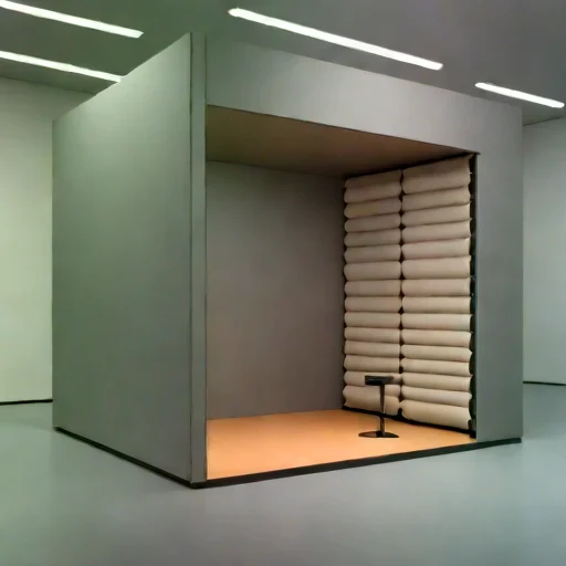 A mycelium-baffle rehearsal cell, photographed against a plain background