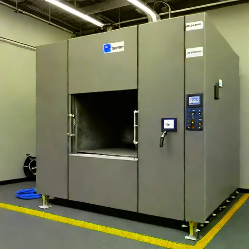 A martensitic-quench tempering furnace, photographed against a plain background