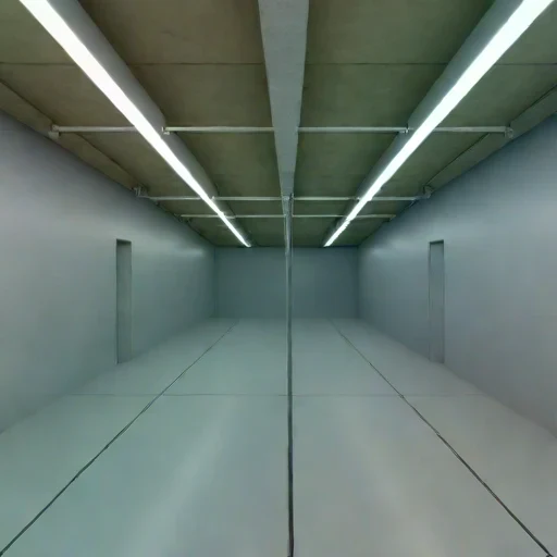 A stope-floor training hall, photographed against a plain background